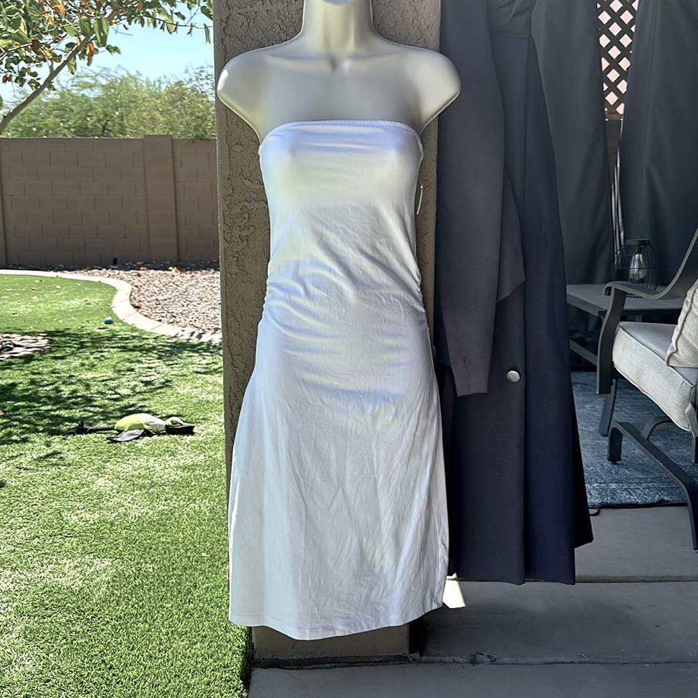 Victoria's Secret White Strapless Midi Dress